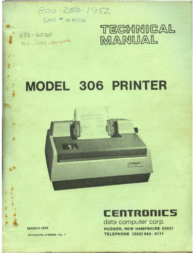37400040F_Model_306_Technical_Manual_Mar76