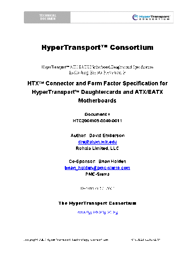 HyperTransport HTX Connector Specification. [2007-12-12]