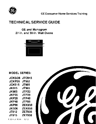 31-9098 GE Monogram 27 and 30 inch Wall Ovens Service Manual