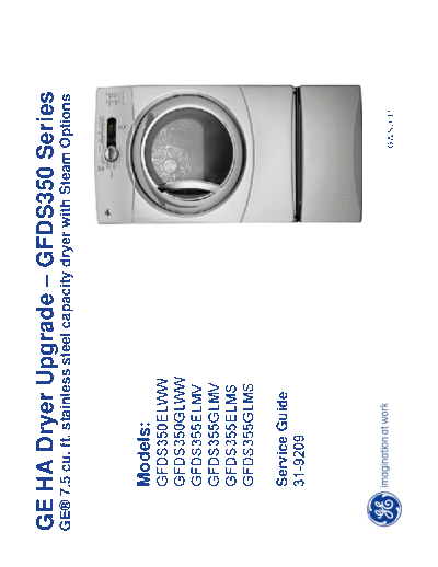 31-9209 GE GFDS350 Dryer Service Manual