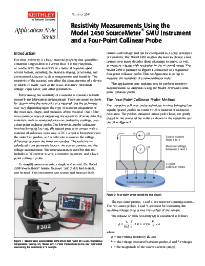 Resistivity Mesrmnts using 2450 AppNote