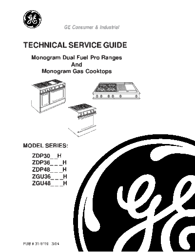 31-9119 GE Monogram Dual Fuel Pro Ranges And Gas Cooktops