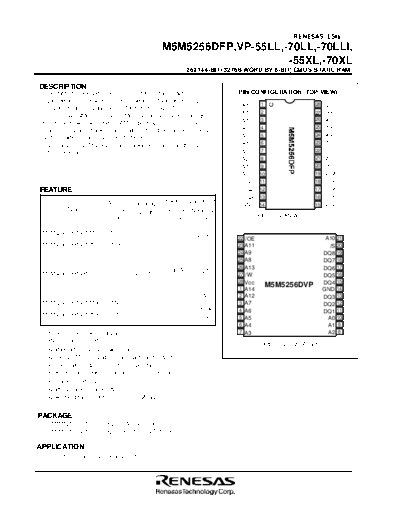 M5M5256DFP-70LL - 262144-BIT (32768-WORD BY 8-BIT) CMOS STATIC RAM