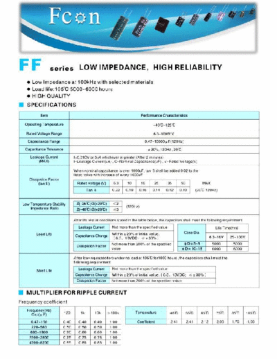 Fcon [radial thru-hole] FF Series