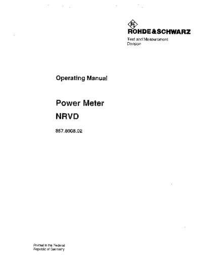 R&S NRVD Operating