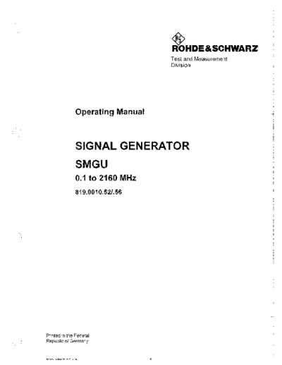 R&S SMGU Operating