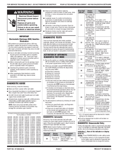 W10093831 Maytag Bravos MCT MVWB850WQ Washer Tech Sheet