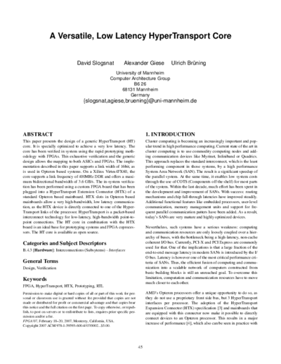 Versatile_252C Low Latency HyperTransport Core Design