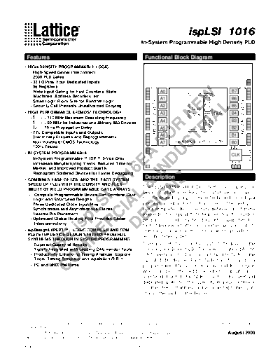 ISPLSI1016 - In-System Programmable High Density PLD - Lattice