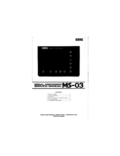 Korg MS-03 Service Manual