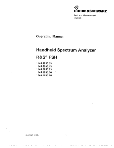 R&S FSH Operating Manual