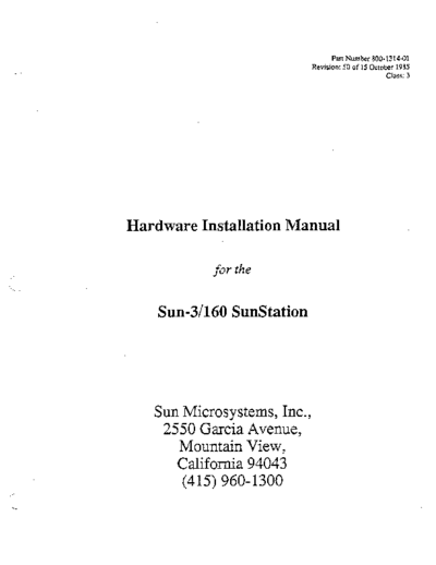 800-1314-01_Sun-3_160_Hardware_Installation_Manual