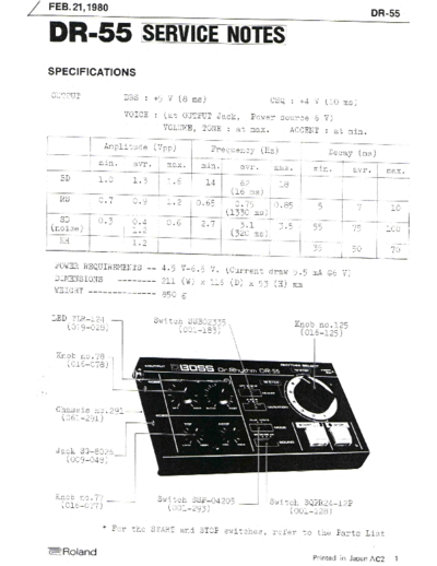 Boss DR-55 Service Manual