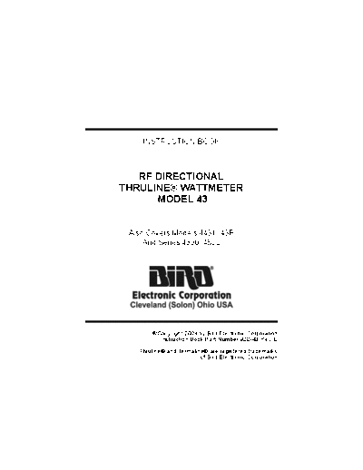 Bird Wattmeters (several models) (2004 ed.) WW