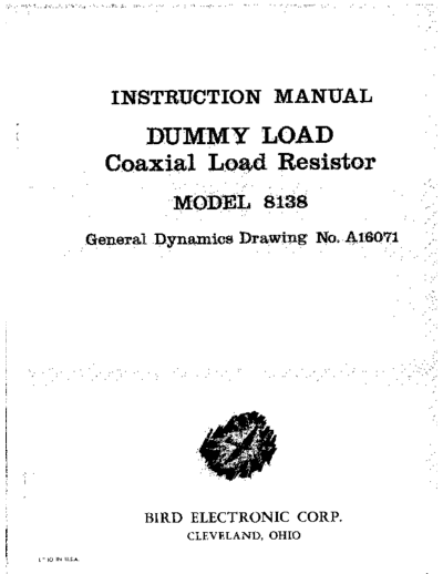 BIRD 8138 Dummy Load Coaxial Load Resistor WW