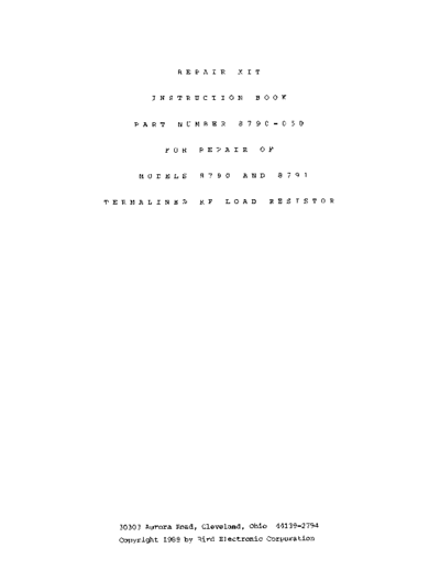 BIRD 8790, 8791 Termaline Load Resistors (repair manual) WW