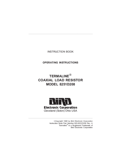 BIRD 8251D208 Termaline Load Resistor (1998) WW