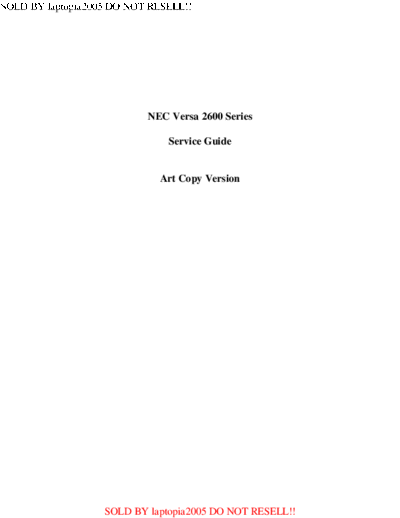 Service Manual - NEC Versa 2600 Series Laptop