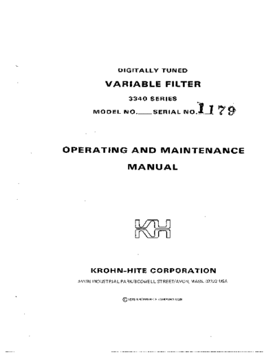 KROHNHITE 3340 Operating_Maintenance