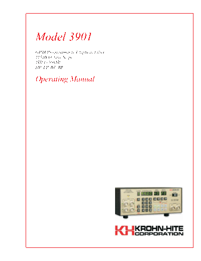 KROHNHITE 3901 Operating