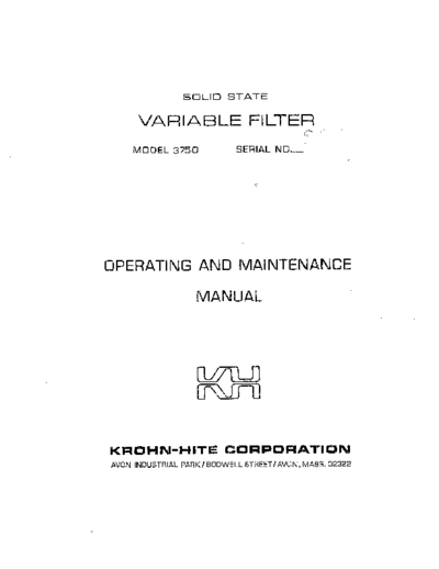 KROHNHITE 3750 Operating_Maintenance