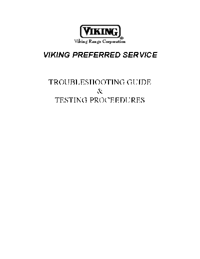 Viking Preferred Service Troubleshooting Guide _ Test Proceedures
