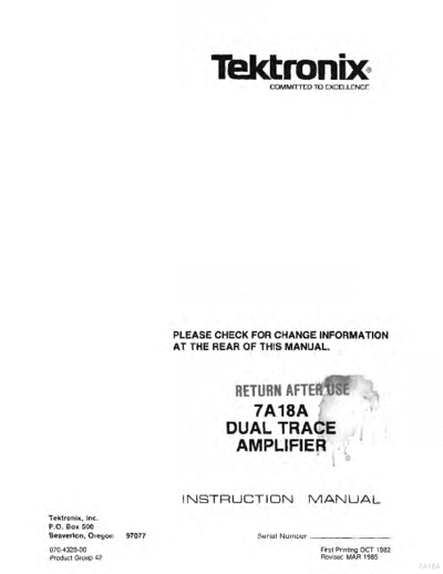 7A18A Dual-Trace Amplifier
