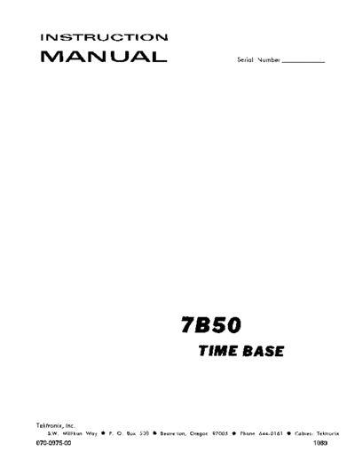 7B50 Time Base (Oscilloscope Plugin) (1969) WW