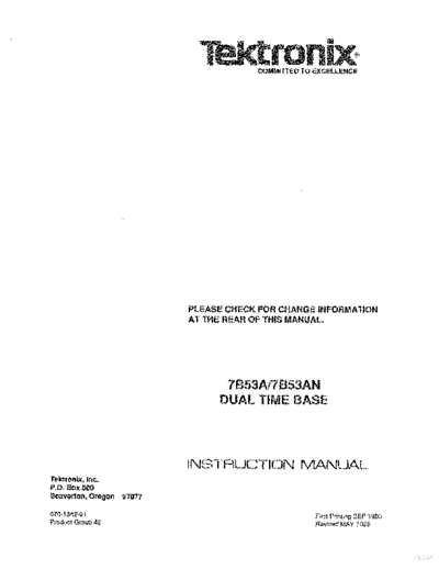 7B53A, 7B53AN Dual Time Base (Oscilloscope Plugin) (1988) WW