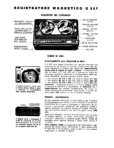 Geloso G257 Tape Recorder manual