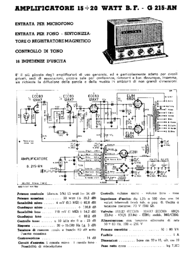 Geloso G215AN Amplifier specs