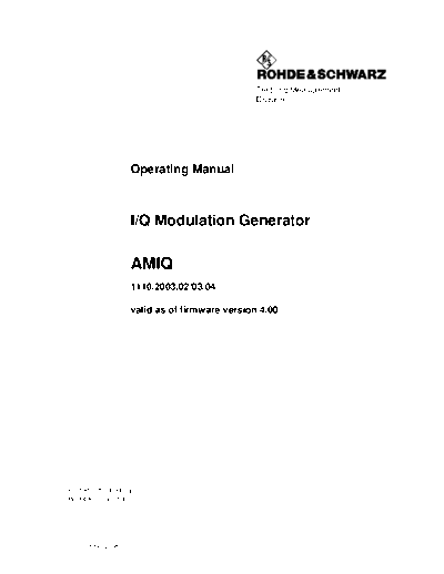 R&S AMIQ Series Operation