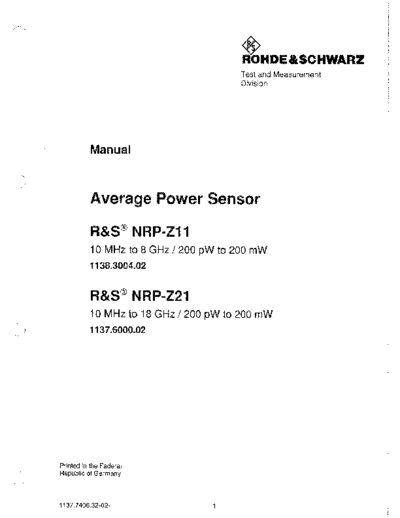 R&S NRP-Z11 & Z21 Operation