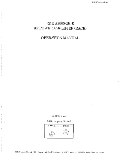 R&K A3000 Operation