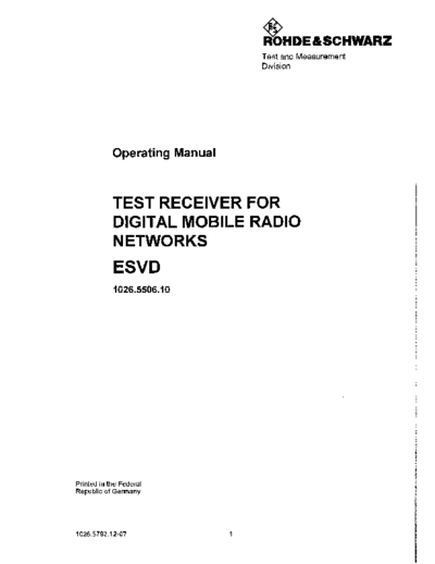 R&S ESVD Operating
