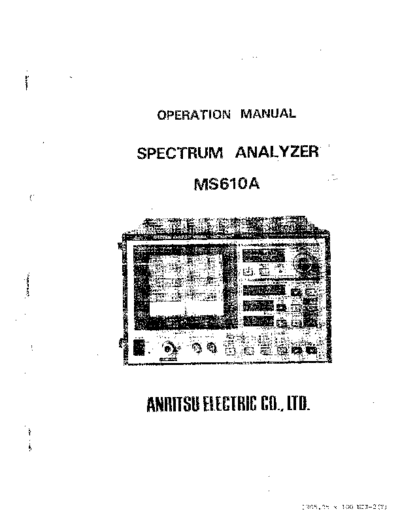 ANRITSU MS610A Operation