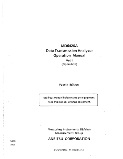 ANRITSU MD6420A VOL 1 Operation