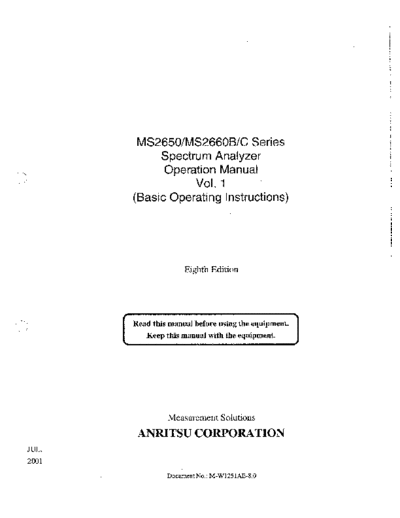 ANRITSU MS2650_252C 60B_252C C Series 2651B_252C 53B_252C 61B. 63B_252C 61C_252C 63C Basic Operation Vol. 1