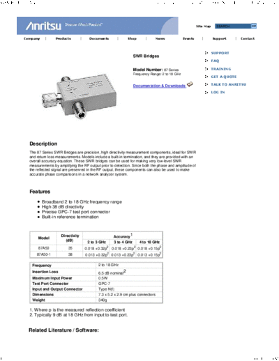 Anritsu-Wiltron - SWR Bridge 87A50