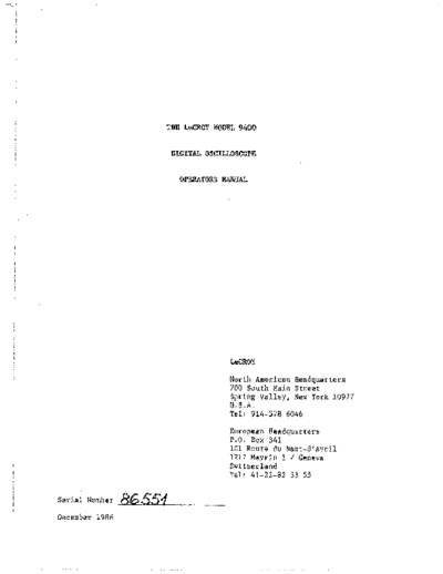 LECROY 9400 Operationa Manual