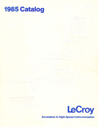 Catalogue Lecroy 1985 High Speed Instrumentation