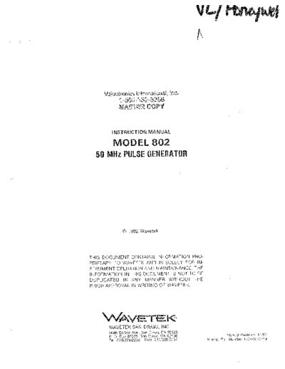 WAV 802 Instruction