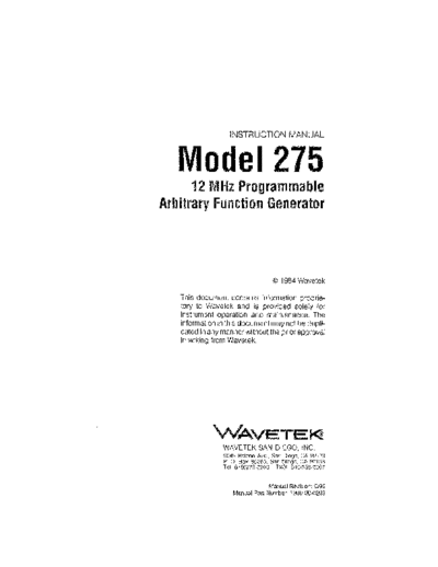 WAV 275 Instruction