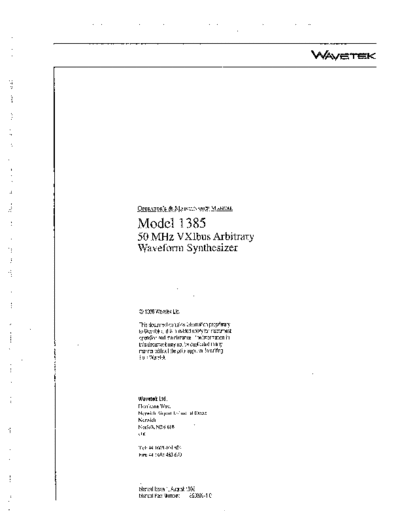 WAV 1385 Operators & Maintenance
