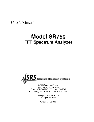 STANFORD RESEARCH SYSTEMS SR760 User