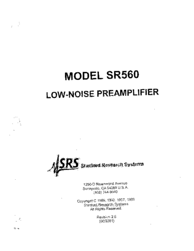 STANFORD RESEARCH SYSTEMS SR560 User