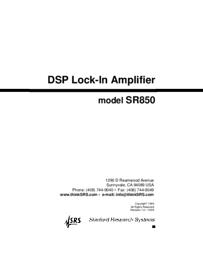 STANFORD RESEARCH SYSTEMS SR850 Operation