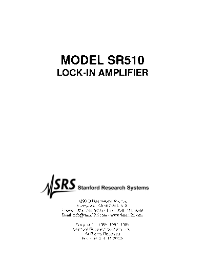 STANFORD RESEARCH SYSTEMS SR510 Ops
