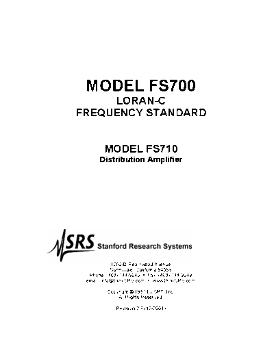 STANFORD RESEARCH SYSTEMS FS700_252C FS710 User