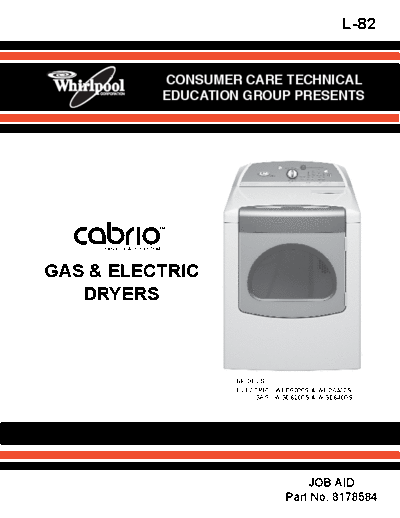 8178584 L-82 Whirlpool Cabrio Gas _ Electric Dryers